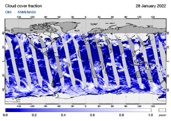 OMI - Cloud cover fraction of 28 January 2022