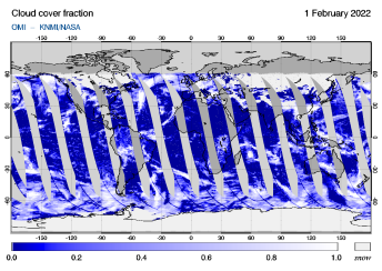 OMI - Cloud cover fraction of 01 February 2022