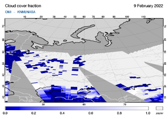 OMI - Cloud cover fraction of 09 February 2022