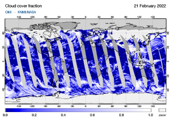 OMI - Cloud cover fraction of 21 February 2022