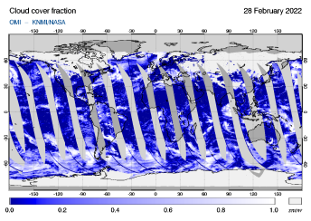 OMI - Cloud cover fraction of 28 February 2022