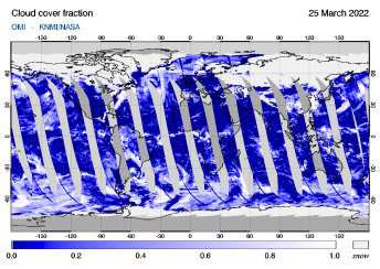 OMI - Cloud cover fraction of 25 March 2022