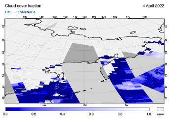 OMI - Cloud cover fraction of 04 April 2022