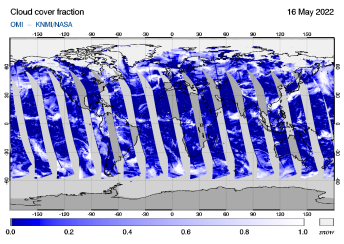 OMI - Cloud cover fraction of 16 May 2022