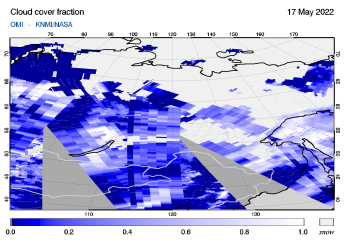 OMI - Cloud cover fraction of 17 May 2022