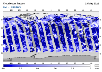 OMI - Cloud cover fraction of 23 May 2022