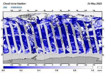 OMI - Cloud cover fraction of 25 May 2022