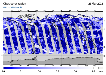 OMI - Cloud cover fraction of 26 May 2022