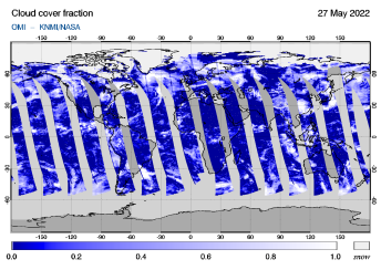 OMI - Cloud cover fraction of 27 May 2022
