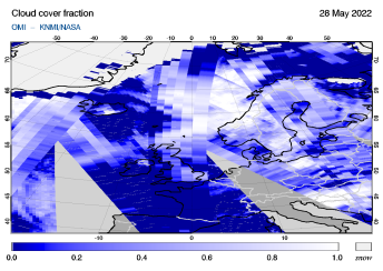 OMI - Cloud cover fraction of 28 May 2022