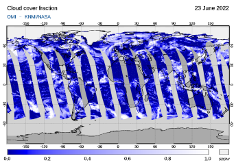 OMI - Cloud cover fraction of 23 June 2022