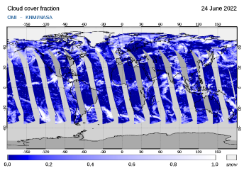 OMI - Cloud cover fraction of 24 June 2022
