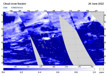 OMI - Cloud cover fraction of 26 June 2022