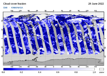 OMI - Cloud cover fraction of 28 June 2022