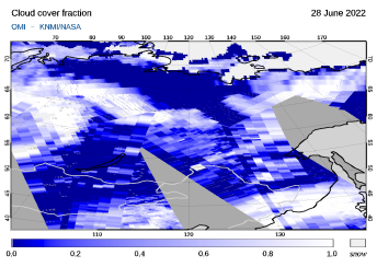 OMI - Cloud cover fraction of 28 June 2022