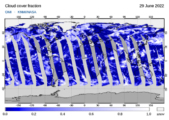OMI - Cloud cover fraction of 29 June 2022