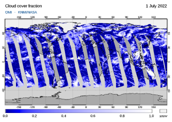 OMI - Cloud cover fraction of 01 July 2022