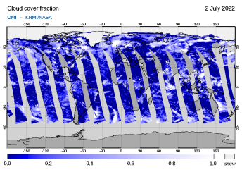 OMI - Cloud cover fraction of 02 July 2022