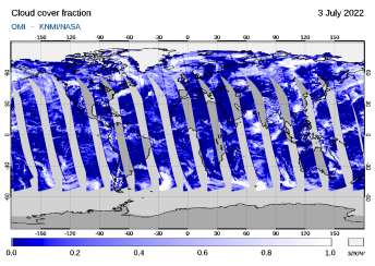OMI - Cloud cover fraction of 03 July 2022