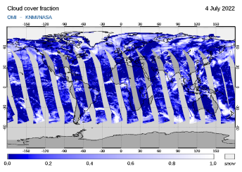 OMI - Cloud cover fraction of 04 July 2022