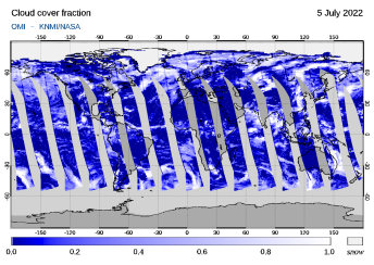 OMI - Cloud cover fraction of 05 July 2022
