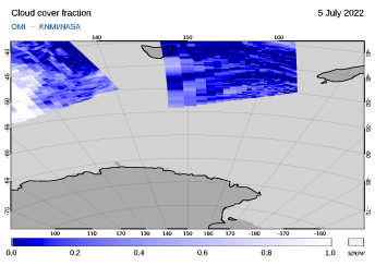 OMI - Cloud cover fraction of 05 July 2022