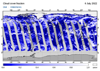 OMI - Cloud cover fraction of 06 July 2022