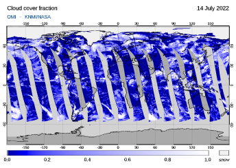 OMI - Cloud cover fraction of 14 July 2022