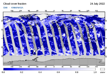 OMI - Cloud cover fraction of 24 July 2022