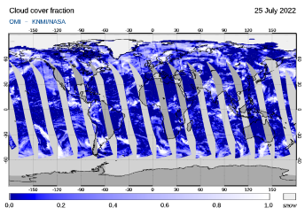 OMI - Cloud cover fraction of 25 July 2022