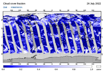 OMI - Cloud cover fraction of 26 July 2022