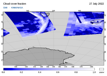OMI - Cloud cover fraction of 27 July 2022