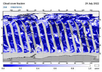 OMI - Cloud cover fraction of 28 July 2022