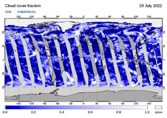 OMI - Cloud cover fraction of 29 July 2022