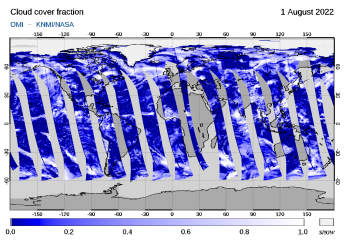 OMI - Cloud cover fraction of 01 August 2022