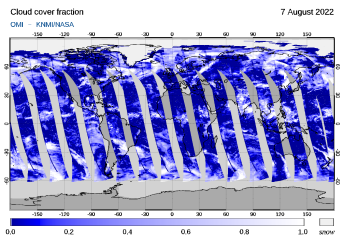 OMI - Cloud cover fraction of 07 August 2022