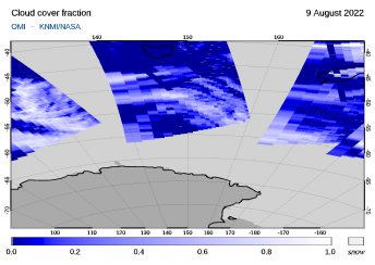 OMI - Cloud cover fraction of 09 August 2022