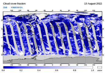 OMI - Cloud cover fraction of 13 August 2022