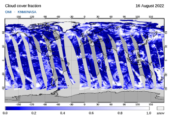 OMI - Cloud cover fraction of 16 August 2022