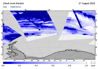 OMI - Cloud cover fraction of 17 August 2022