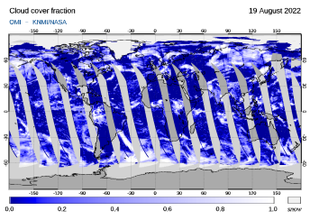 OMI - Cloud cover fraction of 19 August 2022