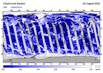 OMI - Cloud cover fraction of 28 August 2022