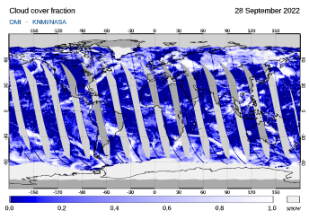 OMI - Cloud cover fraction of 28 September 2022