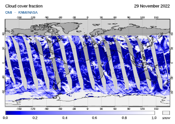 OMI - Cloud cover fraction of 29 November 2022