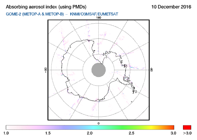 GOME-2 - Absorbing aerosol index of 10 December 2016