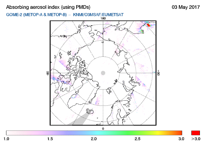GOME-2 - Absorbing aerosol index of 03 May 2017