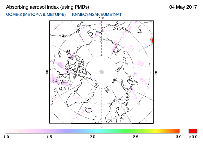 GOME-2 - Absorbing aerosol index of 04 May 2017