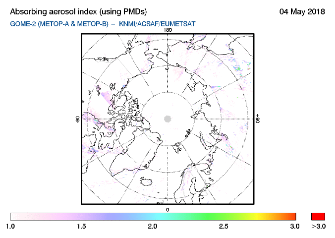 GOME-2 - Absorbing aerosol index of 04 May 2018