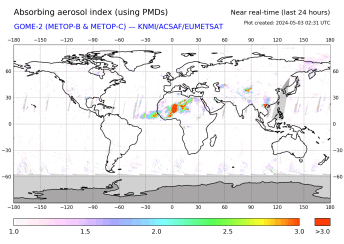 GOME-2 - Absorbing aerosol index of 24 May 2022