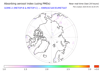 GOME-2 - Absorbing aerosol index of 25 May 2022